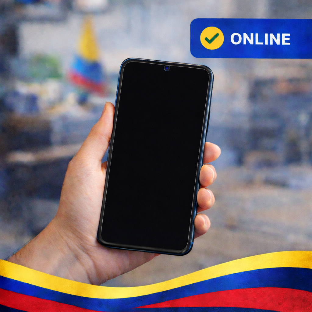 Inscripción virtual de cédula para colombianos en el exterior realizada desde un teléfono móvil.